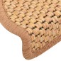 Tapetes escada adesivos aspeto sisal 15 pcs 65x21x4 cm laranja