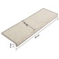 Tapetes escada adesivos aspeto sisal 15pcs 65x21x4 cm bege