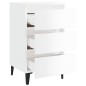 Mesa cabeceira c/ pernas metal 40x35x69 cm branco brilhante