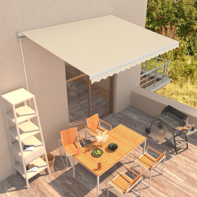 Toldo retrátil manual 400x300 cm cor creme-Toldos para janelas e portas-Home Retail