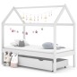 Cama para crianças c/ gaveta 80x160 cm pinho maciço branco