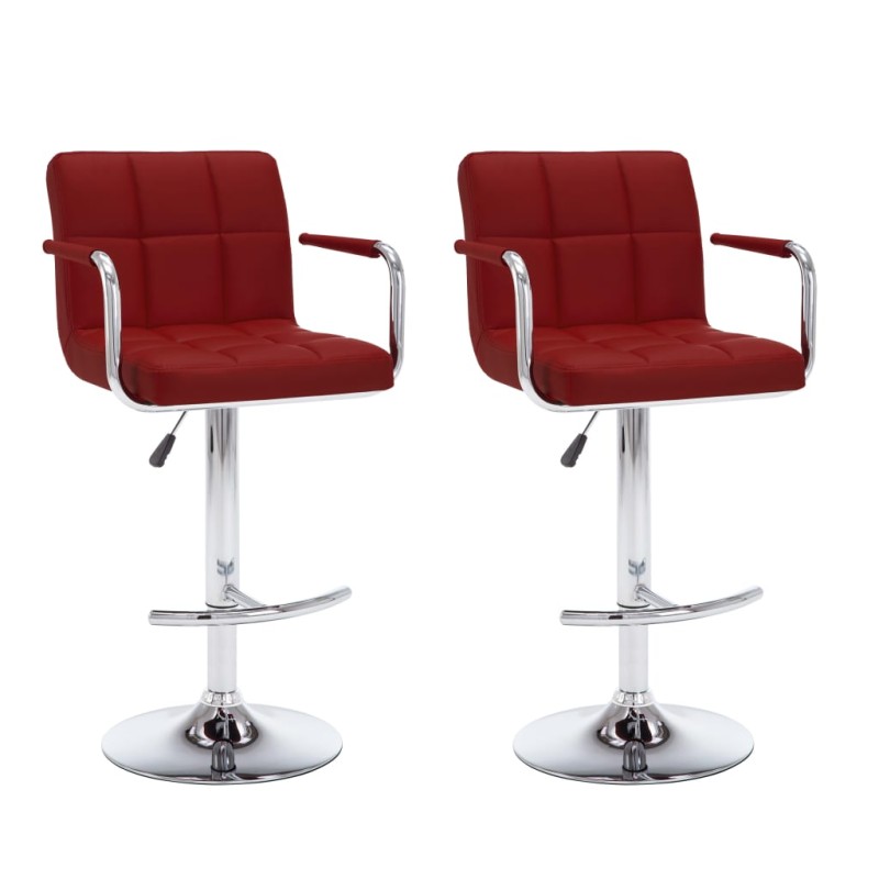 Bancos de bar 2 pcs couro artificial vermelho tinto-Bancos de bar-Home Retail