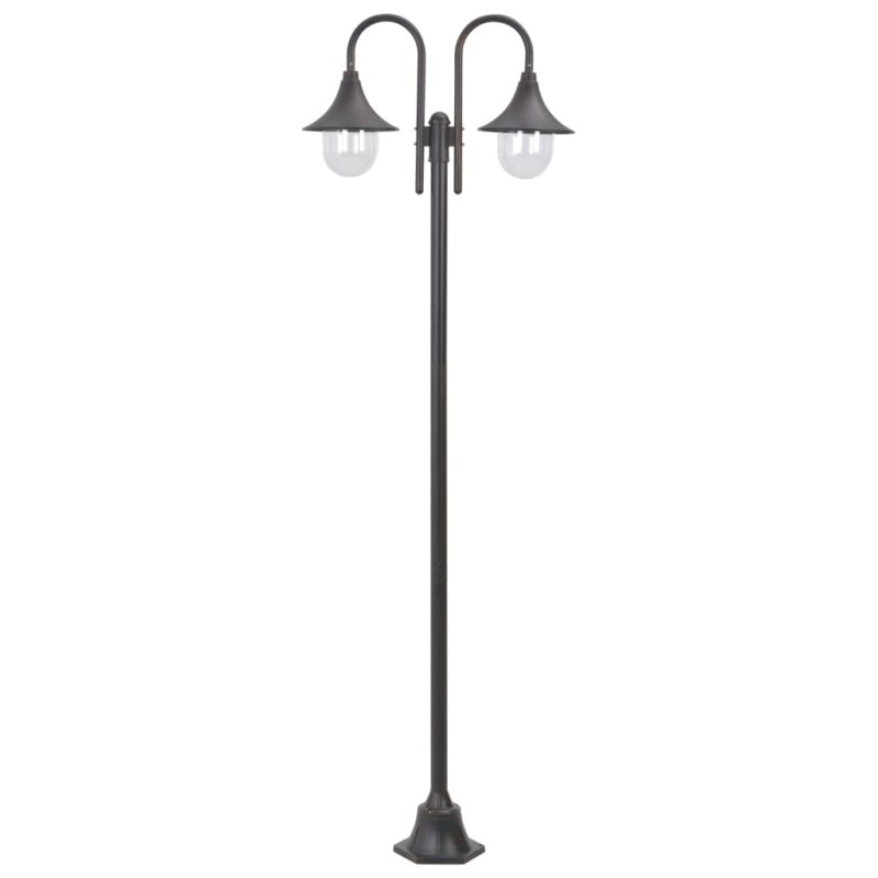 Candeeiro de pé p/ jardim c/ 2 braços E27 220cm alumínio bronze-Iluminação de exterior-Home Retail