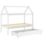 Cama para crianças c/ gaveta 80x160 cm pinho maciço branco