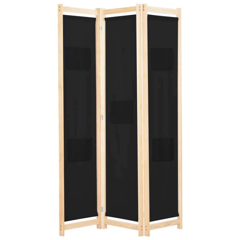 Divisória de quarto com 3 painéis 120x170x4 cm tecido preto-Biombos-Home Retail