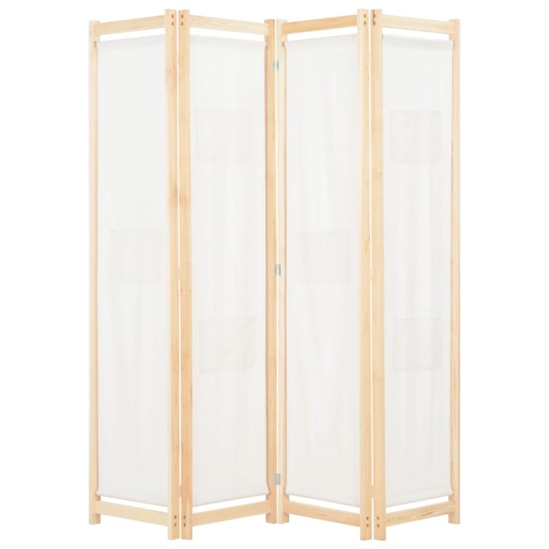 Divisória de quarto com 4 painéis 160x170x4 cm tecido cor creme-Biombos-Home Retail