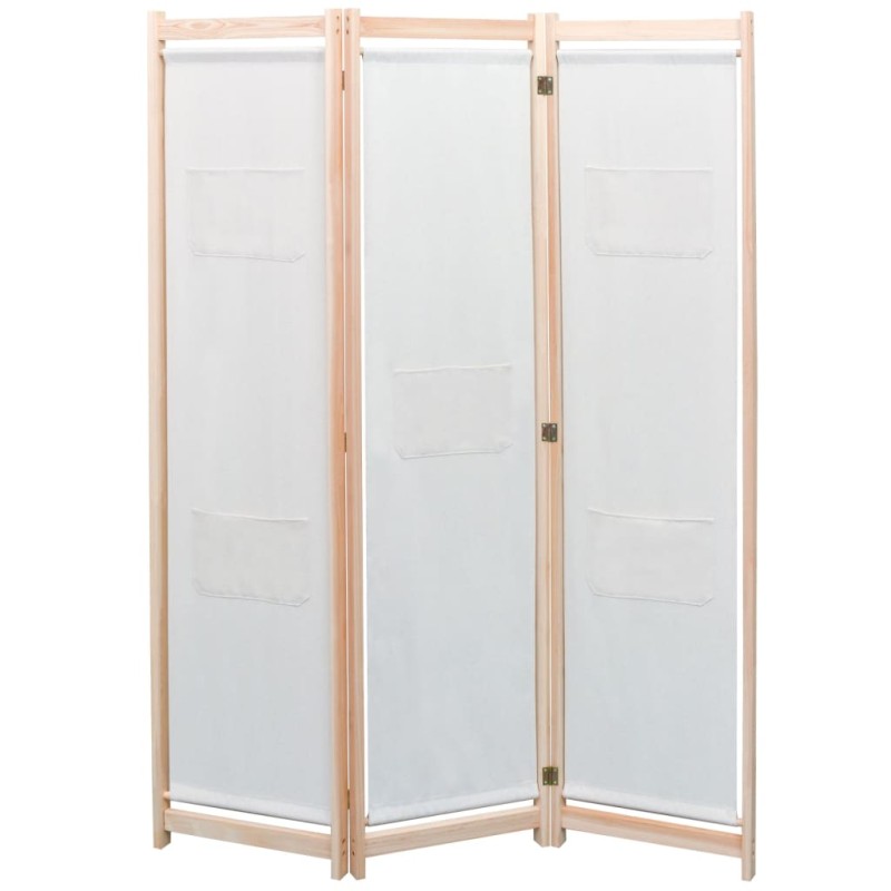 Divisória de quarto com 3 painéis 120x170x4 cm tecido creme-Biombos-Home Retail