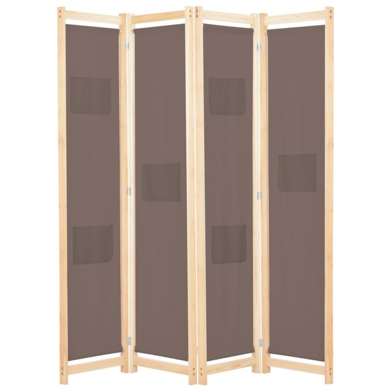 Divisória de quarto com 4 painéis 160x170x4 cm tecido castanho-Biombos-Home Retail