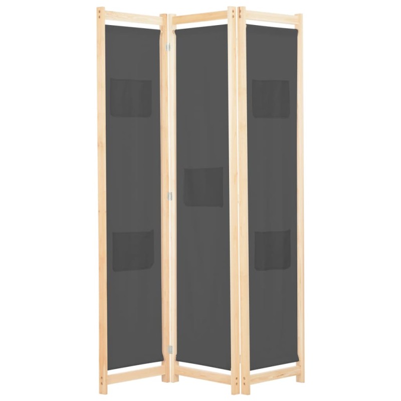 Divisória de quarto com 3 painéis 120x170x4 cm tecido cinzento-Biombos-Home Retail