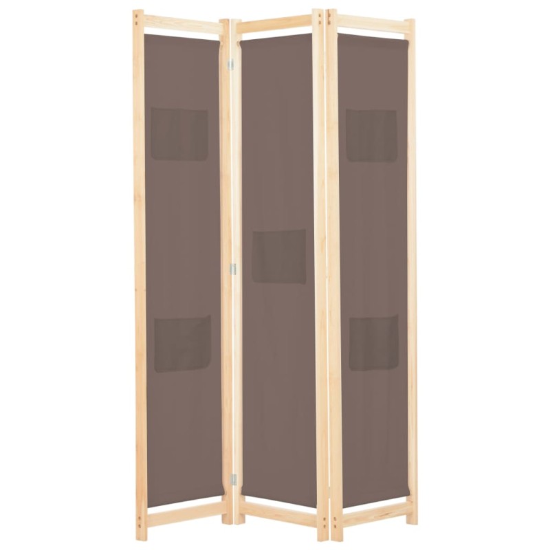 Divisória de quarto com 3 painéis 120x170x4 cm tecido castanho-Biombos-Home Retail