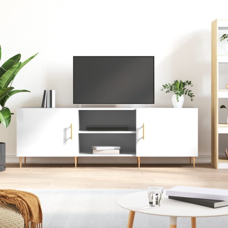 Móvel de TV 150x30x50 cm derivados de madeira branco brilhante-Móveis de TV-Home Retail