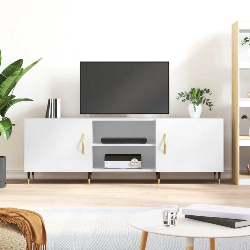 Móvel de TV 150x30x50 cm derivados de madeira branco brilhante-Móveis de TV-Home Retail