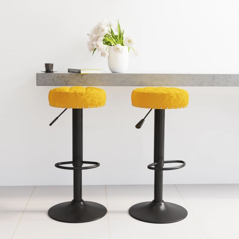 Bancos de bar 2 pcs veludo amarelo mostarda-Bancos de bar-Home Retail