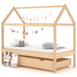 Estrutura de cama para crianças c/ gaveta 80x160cm pinho maciço