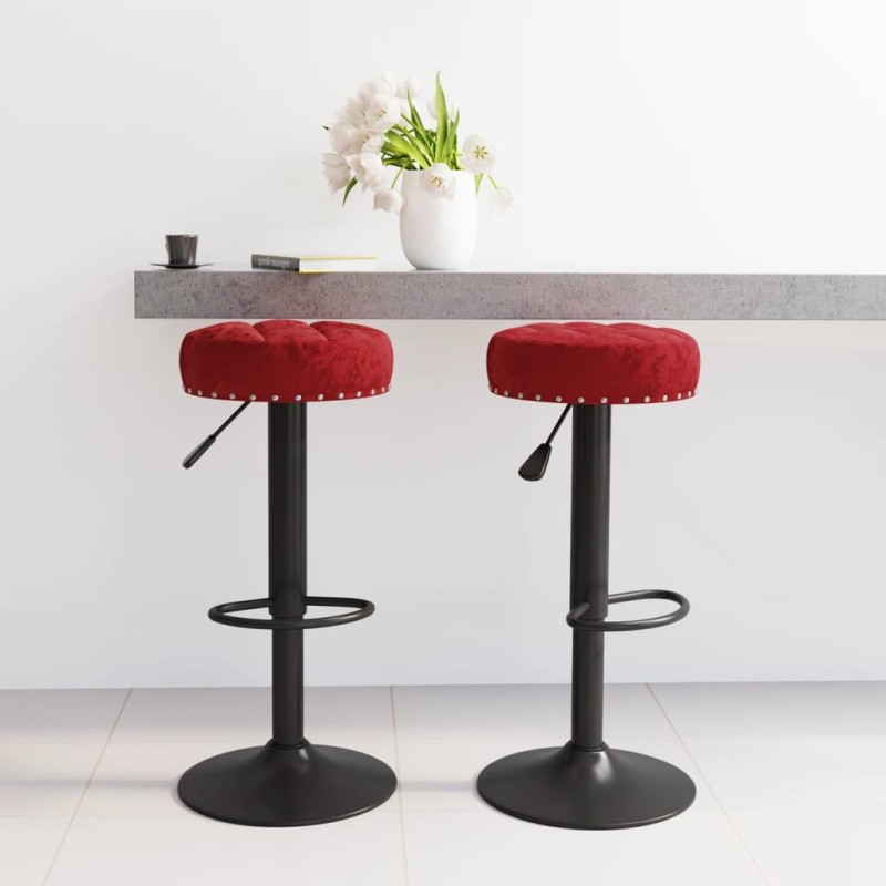 Bancos de bar 2 pcs veludo vermelho tinto-Bancos de bar-Home Retail