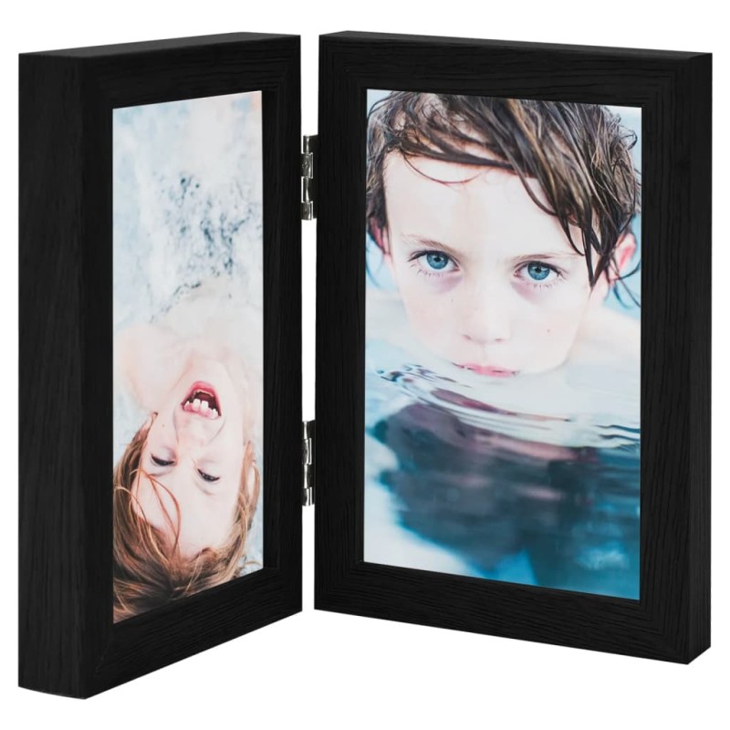 Moldura com duas dobras 2x(21x29,7 cm) preto-Porta-retratos-Home Retail