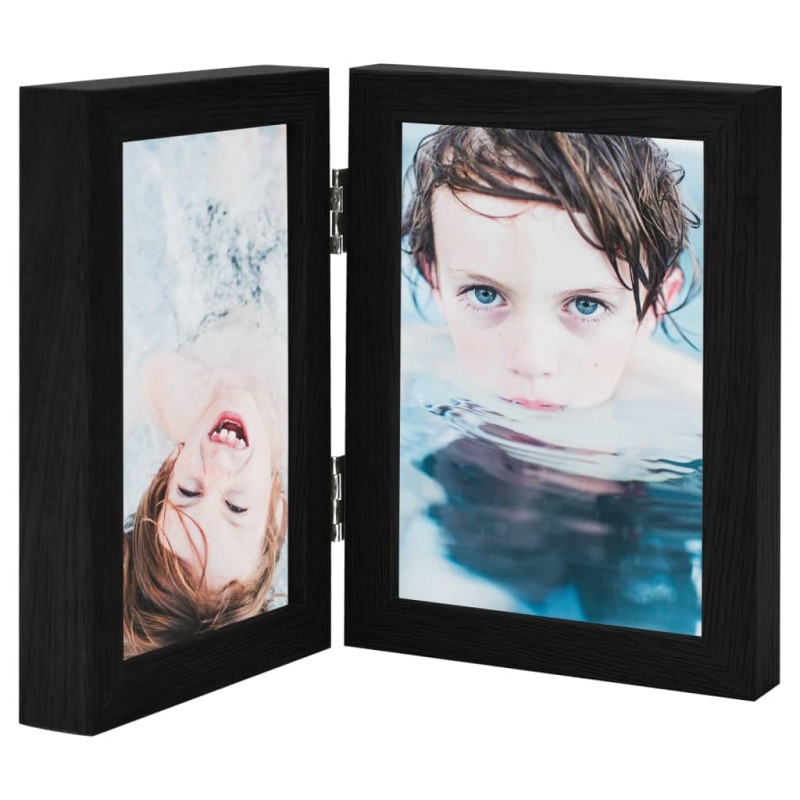 Moldura com duas dobras 2x(13x18 cm) preto-Porta-retratos-Home Retail