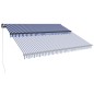 Toldo retrátil manual com LEDs 450x300 cm azul e branco