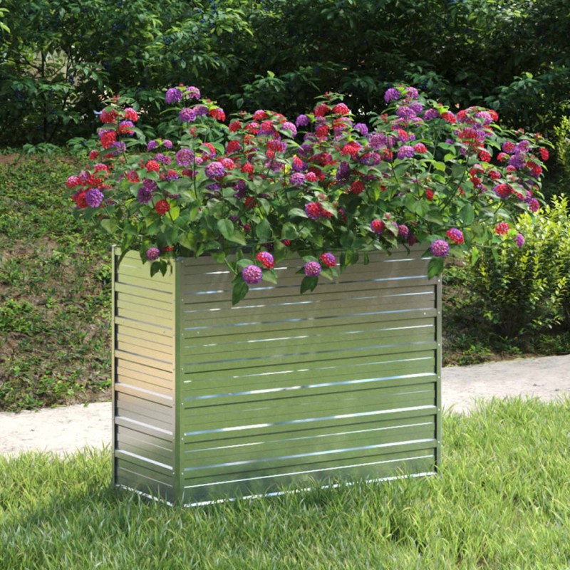 Canteiro elevado de jardim 100x40x77cm aço galvanizado prateado-Vasos e floreiras-Home Retail