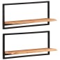 Prateleiras de parede 2 pcs 80x25x35 cm acácia maciça e aço