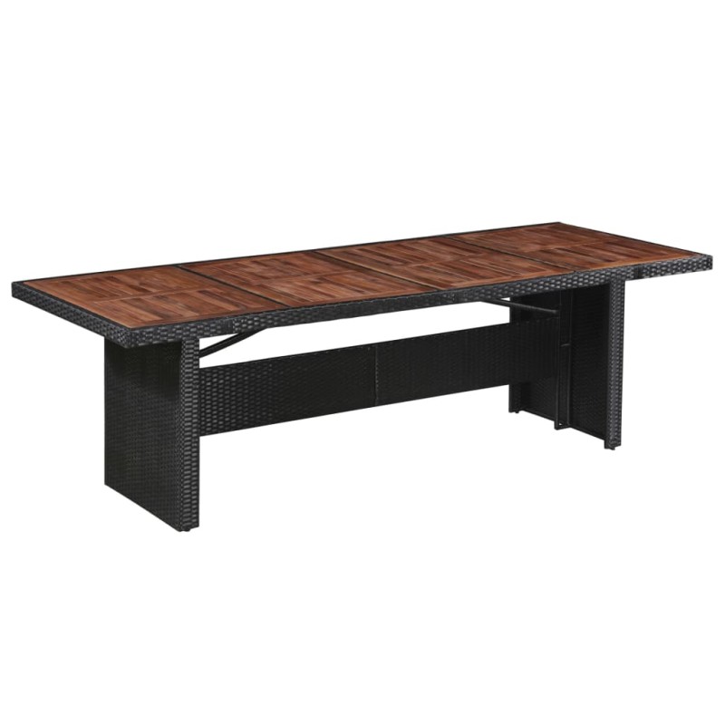 Mesa de jardim 240x90x74 cm vime PE e madeira acácia maciça-Mesas de jardim-Home Retail