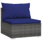 10 pcs conjunto lounge de jardim c/ almofadões vime PE cinzento