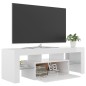 Móvel de TV com luzes LED 120x35x40 cm branco brilhante