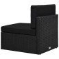 2 pcs conjunto lounge para jardim vime PE preto