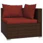 6 pcs conjunto lounge jardim c/ almofadões vime PE castanho