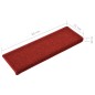 Tapete/carpete para degraus 15 pcs 65x21x4 cm vermelho