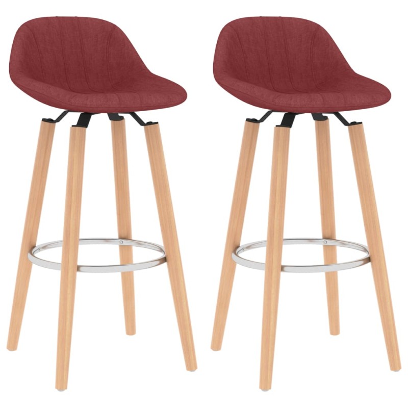 Bancos de bar 2 pcs tecido vermelho tinto-Bancos de bar-Home Retail