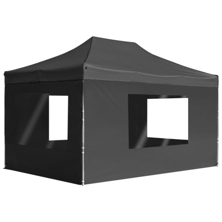 Tenda dobrável profissional c/ parede alumínio 4,5x3m antracite