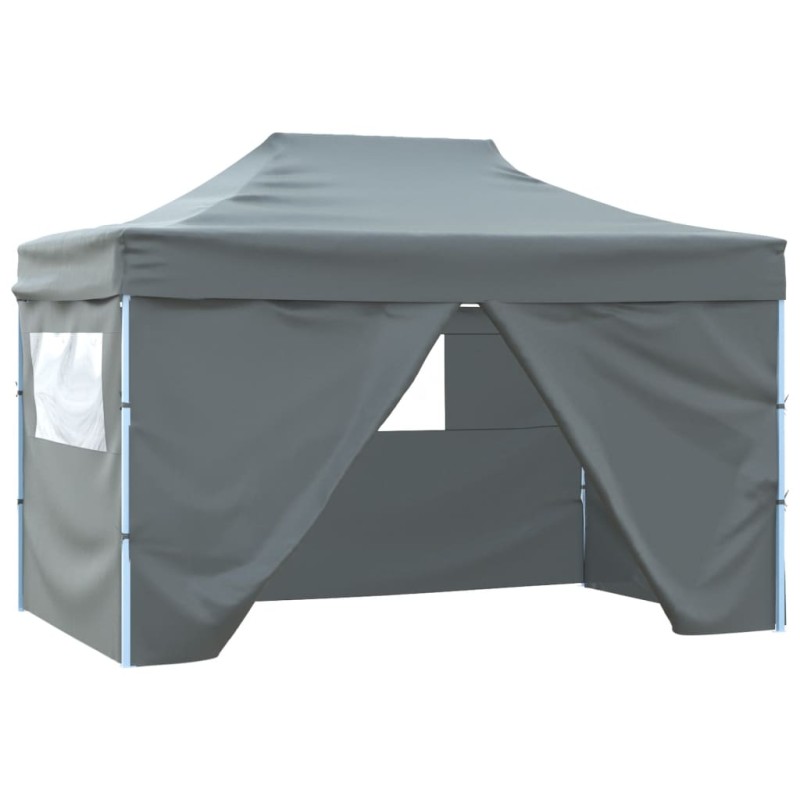 Tenda dobrável profissional festas 4 paredes 3x4m aço antracite-Toldos e gazebos-Home Retail