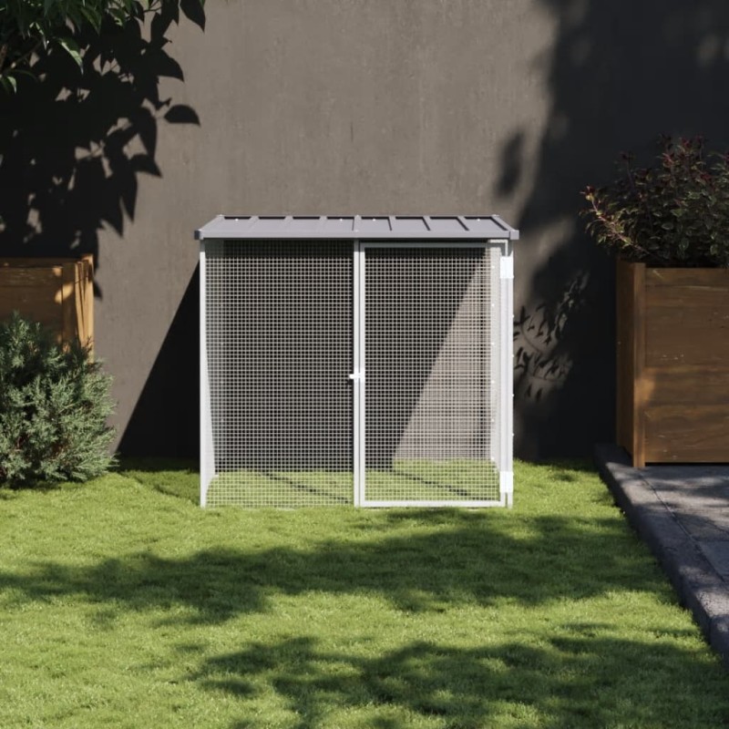 Galinheiro com teto 103x98x90 cm aço galvanizado cinza-claro-Casotas e gaiolas para animais pequenos-Home Retail