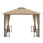 Gazebo c/ paredes laterais e telhado duplo 3x3 m cinza-acast.