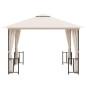 Gazebo com paredes laterais e telhado duplo 3x3 m cor creme