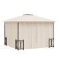 Gazebo com paredes laterais e telhado duplo 3x3 m cor creme