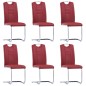 Cadeiras de jantar cantilever 6 pcs couro artificial vermelho