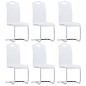 Cadeiras de jantar cantilever 6 pcs couro artificial branco