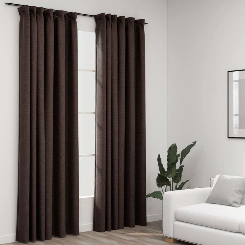 Cortinas opacas asp. linho + ganchos 2pcs 140x225cm cinza-acas.-Persianas e cortinas-Home Retail