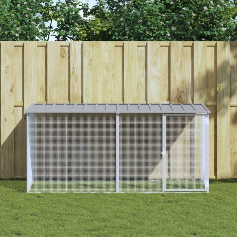 Galinheiro com teto 203x98x90 cm aço galvanizado cinza-claro-Casotas e gaiolas para animais pequenos-Home Retail