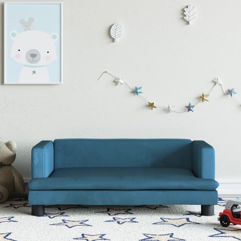 Sofá infantil 80x45x30 cm veludo azul-Móveis para bebés e crianças-Home Retail