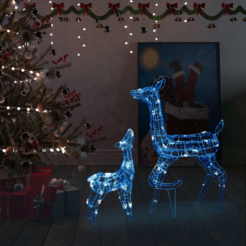 Família de renas decorativa 160 luzes LED azuis acrílico-Luzes de Natal-Home Retail