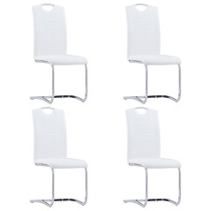 Cadeiras de jantar cantilever 4 pcs couro artificial branco