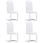 Cadeiras de jantar cantilever 4 pcs couro artificial branco