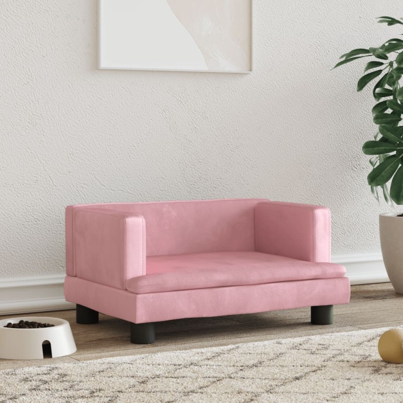 Cama para cães 60x40x30 cm veludo rosa-Ninhos para cães-Home Retail