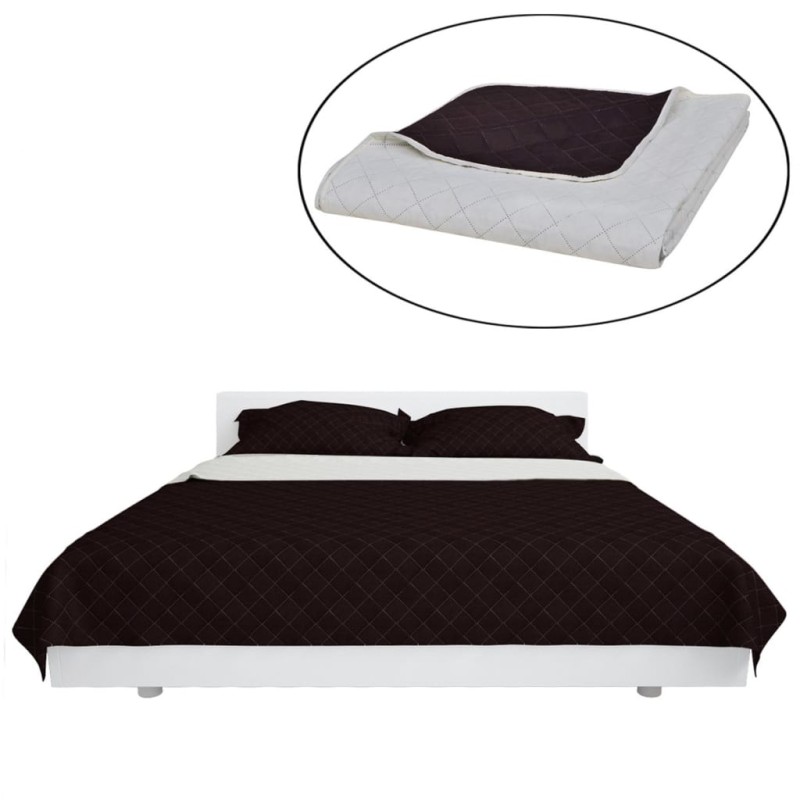 Colcha dupla face acolchoada bege/castanho 170 x 210 cm-Colchas e mantas-Home Retail