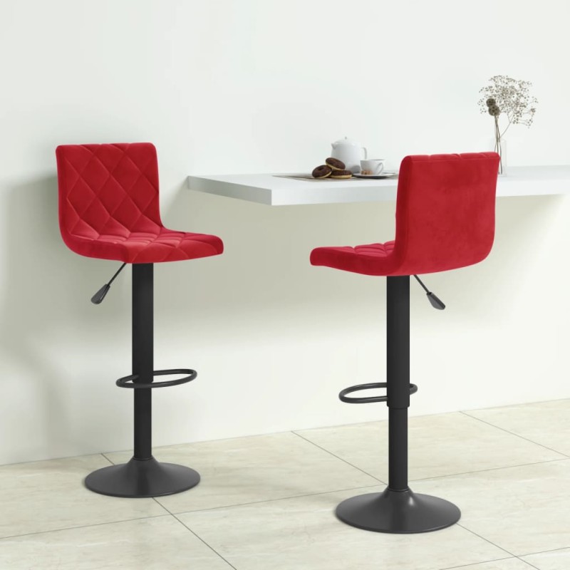 Bancos de bar 2 pcs veludo vermelho tinto-Bancos de bar-Home Retail