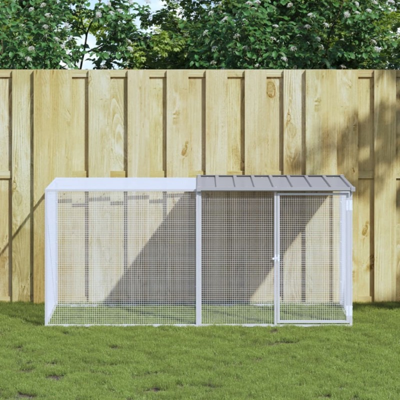 Galinheiro com teto 203x98x90 cm aço galvanizado cinza-claro-Casotas e gaiolas para animais pequenos-Home Retail