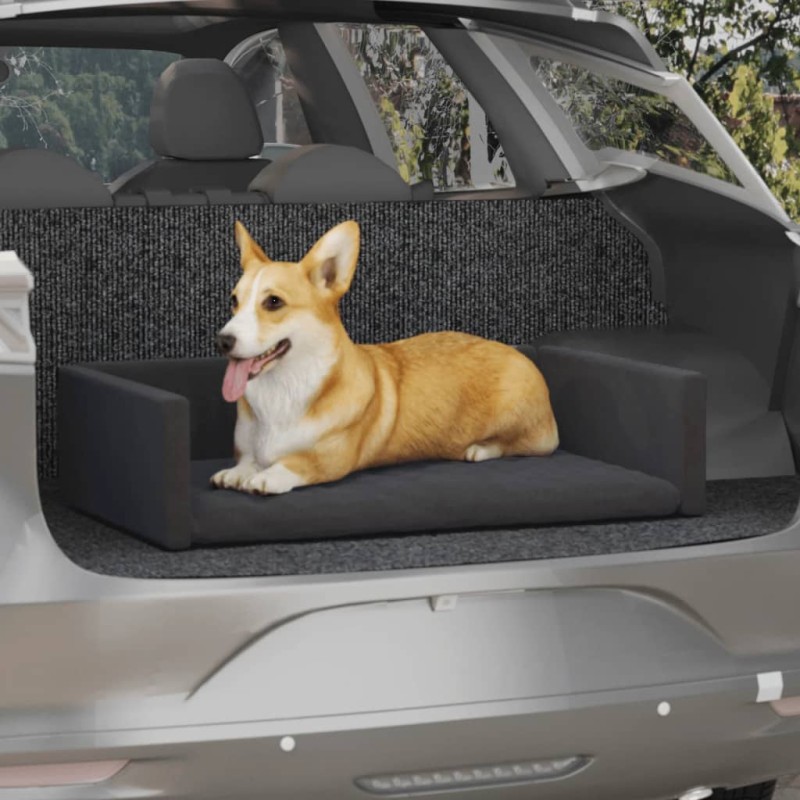 Cama/ninho para bagageira de carro 70x45 cm aspeto linho preto-Ninhos para cães-Home Retail